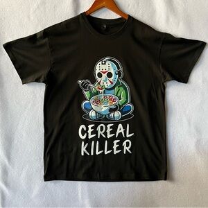 Funny Cereal Killer Black Graphic Tee